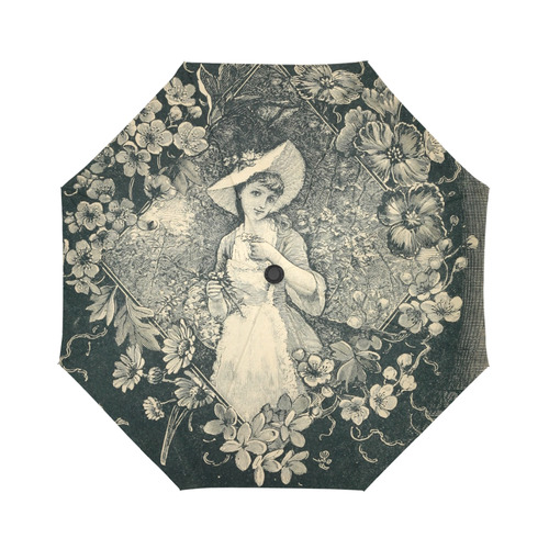 Vintage Floral Garden Beautiful Girl Auto-Foldable Umbrella (Model U04)
