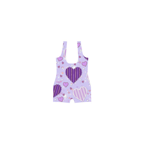 Purple Patchwork Hearts Classic One Piece Swimwear (Model S03)