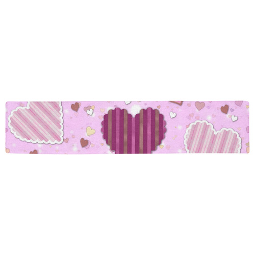 Pink Patchwork Hearts Table Runner 16x72 inch