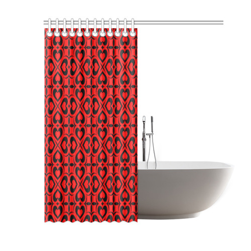 Red Black Heart Lattice Shower Curtain 60"x72"