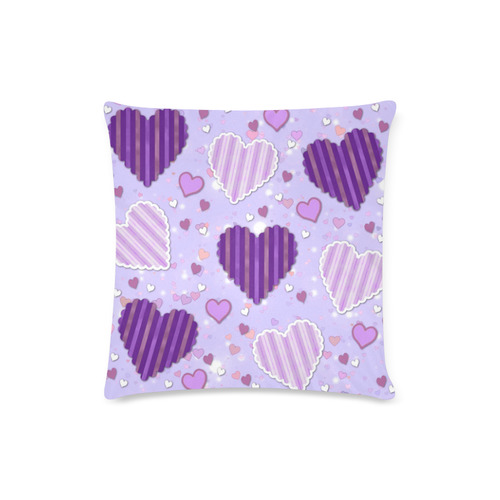 Purple Patchwork Hearts Custom Zippered Pillow Case 16"x16"(Twin Sides)