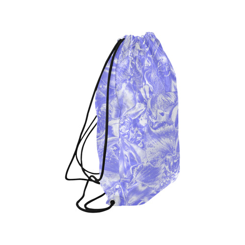 Shimmering floral damask,  blue Medium Drawstring Bag Model 1604 (Twin Sides) 13.8"(W) * 18.1"(H)
