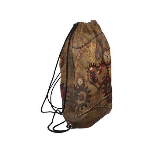 Steampunk, noble design clocks and gears Small Drawstring Bag Model 1604 (Twin Sides) 11"(W) * 17.7"(H)