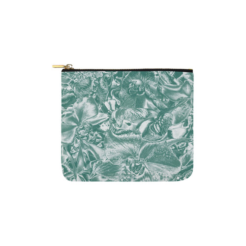 Shimmering floral damask, teal Carry-All Pouch 6''x5''
