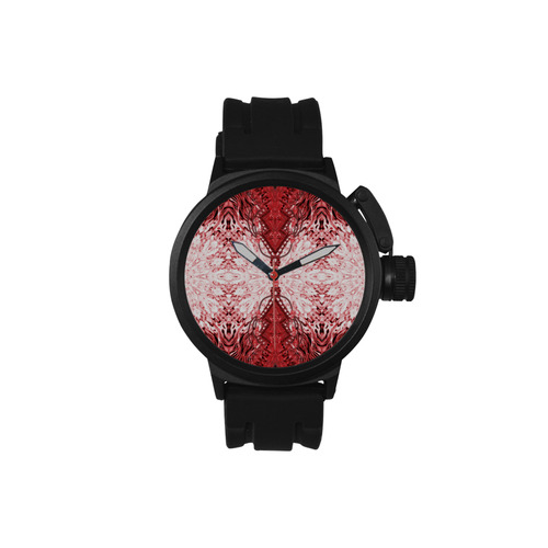 fur animal--5 red  black white by Sandrine Kespi Men's Sports Watch(Model 309)