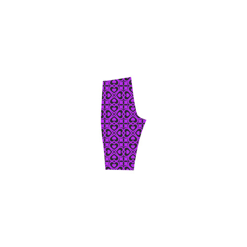 Purple Black Heart Lattice Hestia Cropped Leggings (Model L03)