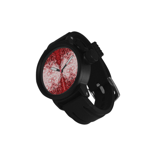 fur animal--5 red  black white by Sandrine Kespi Men's Sports Watch(Model 309)