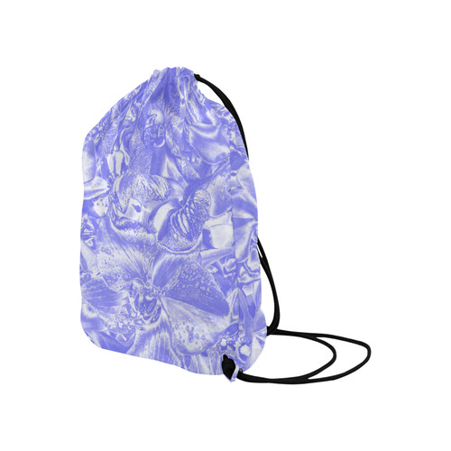Shimmering floral damask,  blue Large Drawstring Bag Model 1604 (Twin Sides)  16.5"(W) * 19.3"(H)