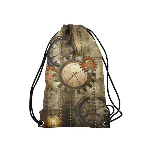 Steampunk, wonderful noble desig, clocks and gears Small Drawstring Bag Model 1604 (Twin Sides) 11"(W) * 17.7"(H)