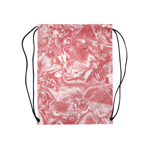 Shimmering floral damask pink Medium Drawstring Bag Model 1604 (Twin Sides) 13.8"(W) * 18.1"(H)