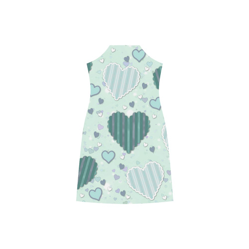 Mint Green Patchwork Hearts V-Neck Open Fork Long Dress(Model D18)