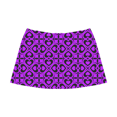 Purple Black Heart Lattice Mnemosyne Women's Crepe Skirt (Model D16)