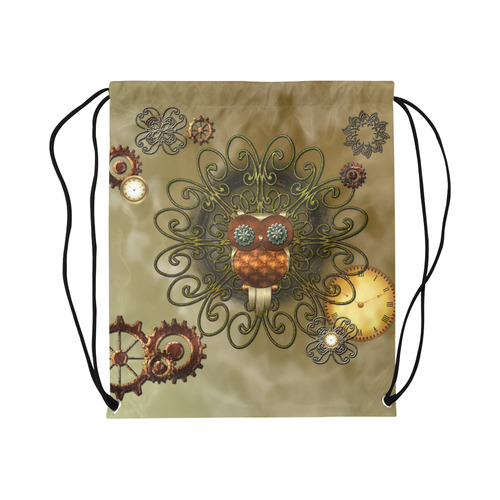 Steampunk cute owl Large Drawstring Bag Model 1604 (Twin Sides)  16.5"(W) * 19.3"(H)