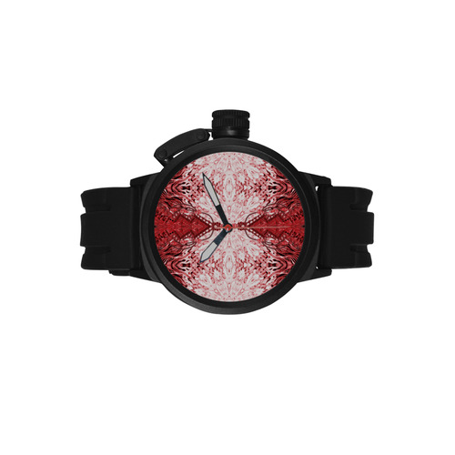 fur animal--5 red  black white by Sandrine Kespi Men's Sports Watch(Model 309)