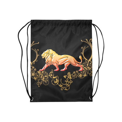 Awesome lion in gold and black Medium Drawstring Bag Model 1604 (Twin Sides) 13.8"(W) * 18.1"(H)