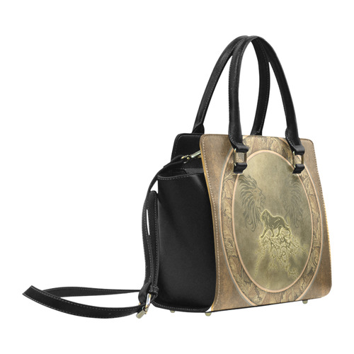 Lion with floral elements, vintage Classic Shoulder Handbag (Model 1653)