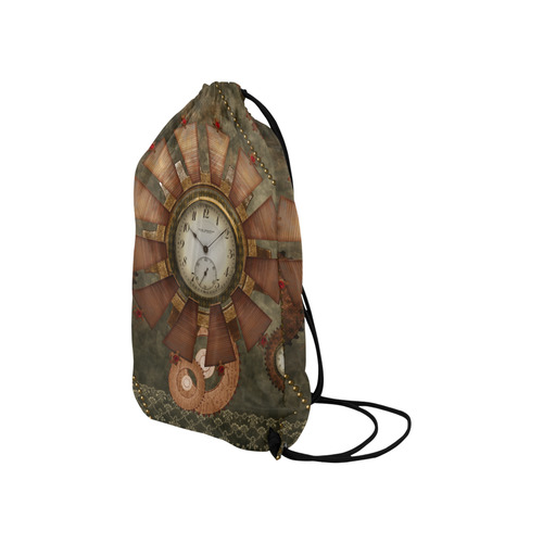 Steampunk, wonderful clocks in noble design Small Drawstring Bag Model 1604 (Twin Sides) 11"(W) * 17.7"(H)