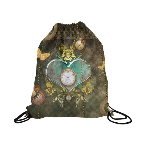 Steampunk, elegant design with heart Large Drawstring Bag Model 1604 (Twin Sides)  16.5"(W) * 19.3"(H)