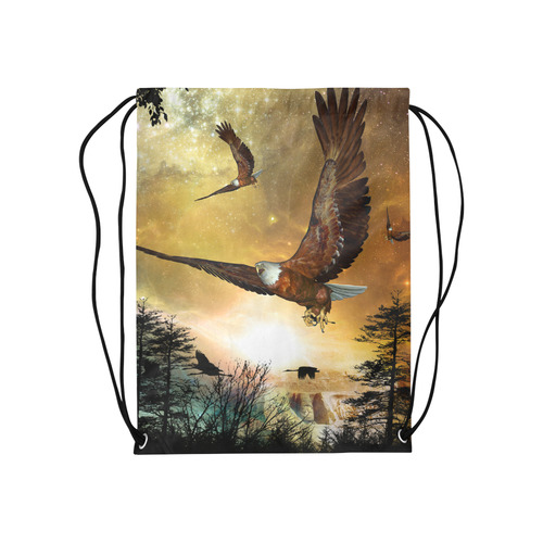 Awesome flying eagle Medium Drawstring Bag Model 1604 (Twin Sides) 13.8"(W) * 18.1"(H)