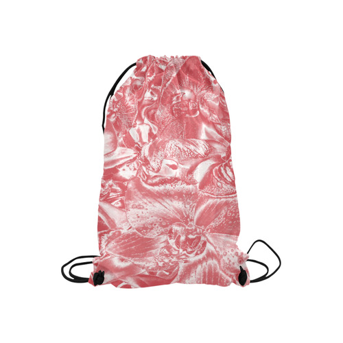 Shimmering floral damask pink Small Drawstring Bag Model 1604 (Twin Sides) 11"(W) * 17.7"(H)