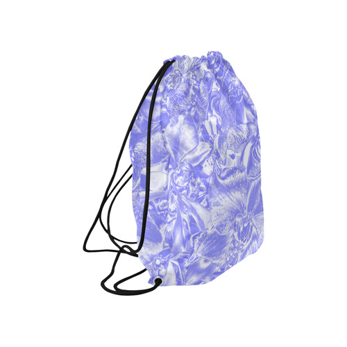 Shimmering floral damask,  blue Large Drawstring Bag Model 1604 (Twin Sides)  16.5"(W) * 19.3"(H)