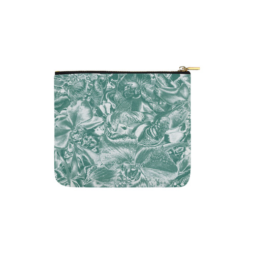 Shimmering floral damask, teal Carry-All Pouch 6''x5''