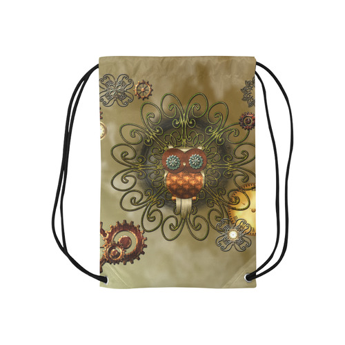 Steampunk cute owl Small Drawstring Bag Model 1604 (Twin Sides) 11"(W) * 17.7"(H)