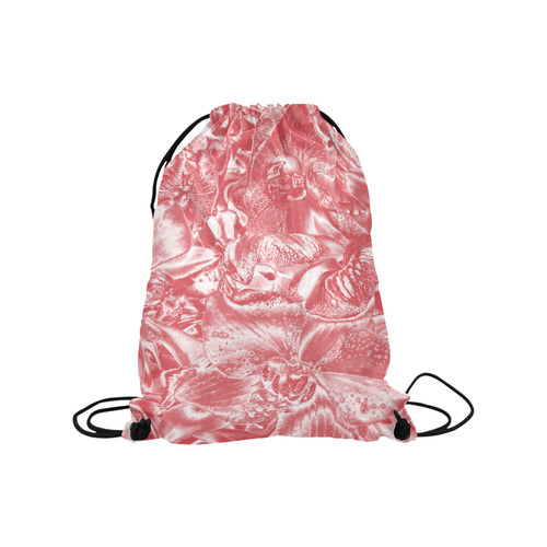 Shimmering floral damask pink Medium Drawstring Bag Model 1604 (Twin Sides) 13.8"(W) * 18.1"(H)