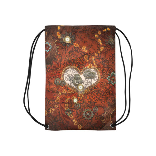 Steampunk, wonderful hearts Small Drawstring Bag Model 1604 (Twin Sides) 11"(W) * 17.7"(H)