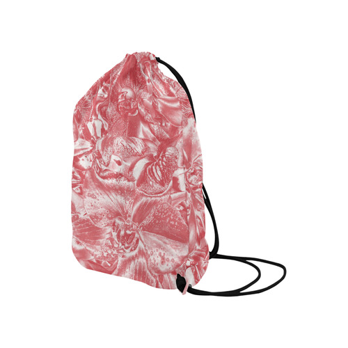 Shimmering floral damask pink Medium Drawstring Bag Model 1604 (Twin Sides) 13.8"(W) * 18.1"(H)