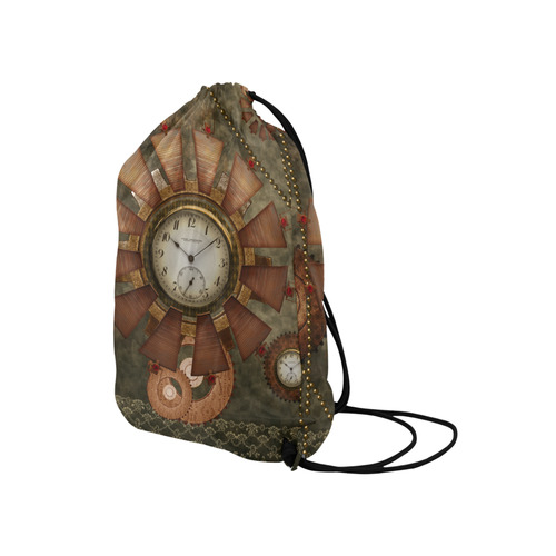 Steampunk, wonderful clocks in noble design Medium Drawstring Bag Model 1604 (Twin Sides) 13.8"(W) * 18.1"(H)