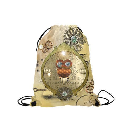 Steampunk, wonderful owl Medium Drawstring Bag Model 1604 (Twin Sides) 13.8"(W) * 18.1"(H)