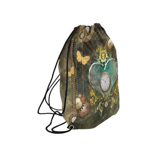 Steampunk, elegant design with heart Large Drawstring Bag Model 1604 (Twin Sides)  16.5"(W) * 19.3"(H)