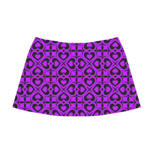 Purple Black Heart Lattice Mnemosyne Women's Crepe Skirt (Model D16)