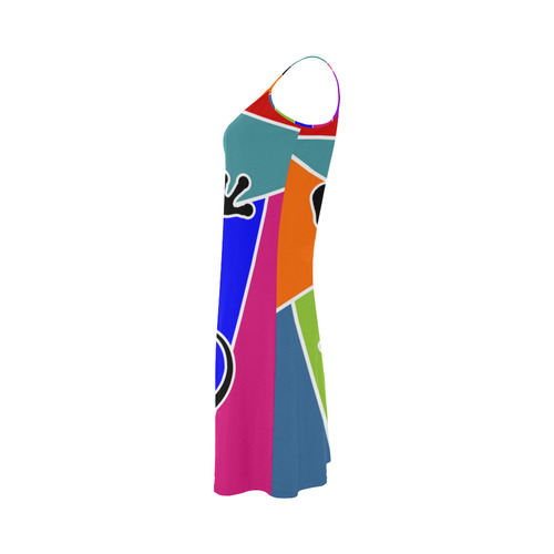 Modern Geometric Mosaic Contrast Gecko Alcestis Slip Dress (Model D05)