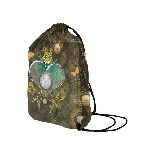 Steampunk, elegant design with heart Large Drawstring Bag Model 1604 (Twin Sides)  16.5"(W) * 19.3"(H)