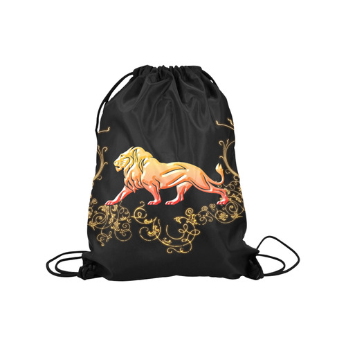 Awesome lion in gold and black Medium Drawstring Bag Model 1604 (Twin Sides) 13.8"(W) * 18.1"(H)