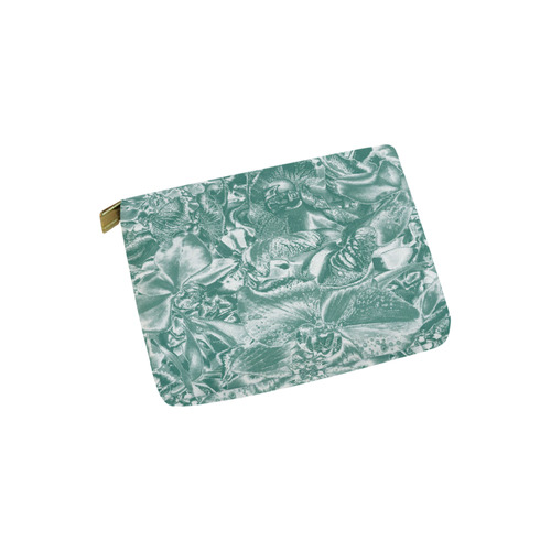 Shimmering floral damask, teal Carry-All Pouch 6''x5''