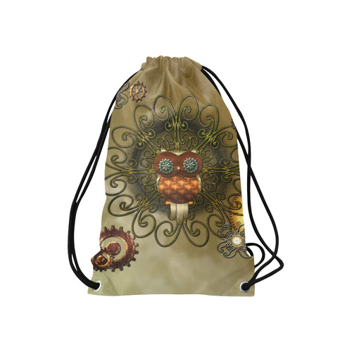 Steampunk cute owl Small Drawstring Bag Model 1604 (Twin Sides) 11"(W) * 17.7"(H)