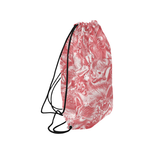 Shimmering floral damask pink Small Drawstring Bag Model 1604 (Twin Sides) 11"(W) * 17.7"(H)