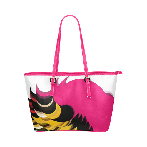 Pink Pattern by Artdream Leather Tote Bag/Large (Model 1651)