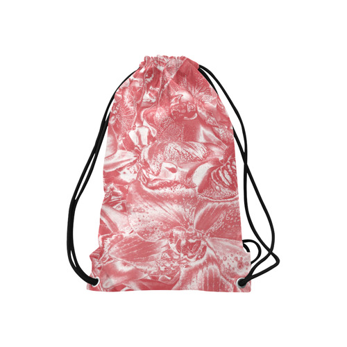 Shimmering floral damask pink Small Drawstring Bag Model 1604 (Twin Sides) 11"(W) * 17.7"(H)