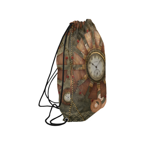 Steampunk, wonderful clocks in noble design Medium Drawstring Bag Model 1604 (Twin Sides) 13.8"(W) * 18.1"(H)