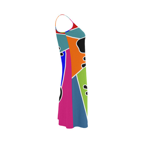 Modern Geometric Mosaic Contrast Gecko Alcestis Slip Dress (Model D05)