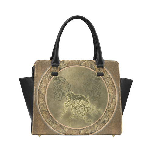 Lion with floral elements, vintage Classic Shoulder Handbag (Model 1653)