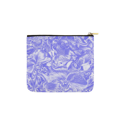 Shimmering floral damask,  blue Carry-All Pouch 6''x5''