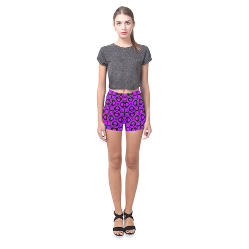 Purple Black Heart Lattice Briseis Skinny Shorts (Model L04)