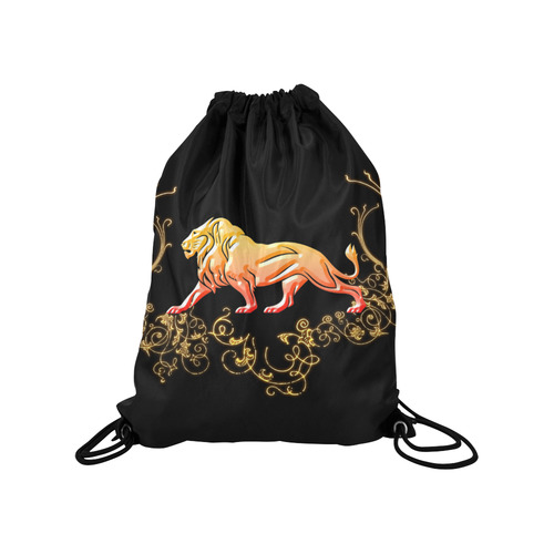 Awesome lion in gold and black Medium Drawstring Bag Model 1604 (Twin Sides) 13.8"(W) * 18.1"(H)