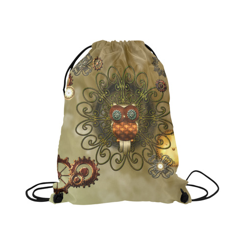 Steampunk cute owl Large Drawstring Bag Model 1604 (Twin Sides)  16.5"(W) * 19.3"(H)