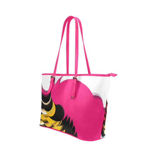 Pink Pattern by Artdream Leather Tote Bag/Large (Model 1651)